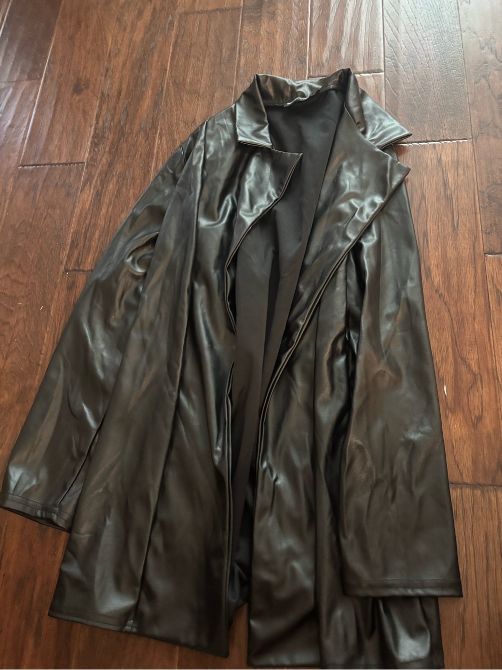 PrettyLittleThing Black Faux Leather Trench Coat